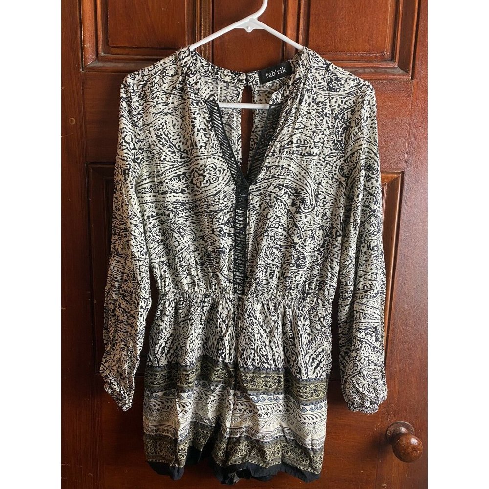 Fab’rik Paisley Romper Sz M Long Sleeve